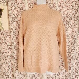 Unbranded rose pink oversized cable knit turtle neck sweater Size xl